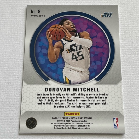 2020-21 DONOVAN MITCHELL Men Of Mastery Mosaic Prizm Basketball Card #8 - Picture 2 of 2